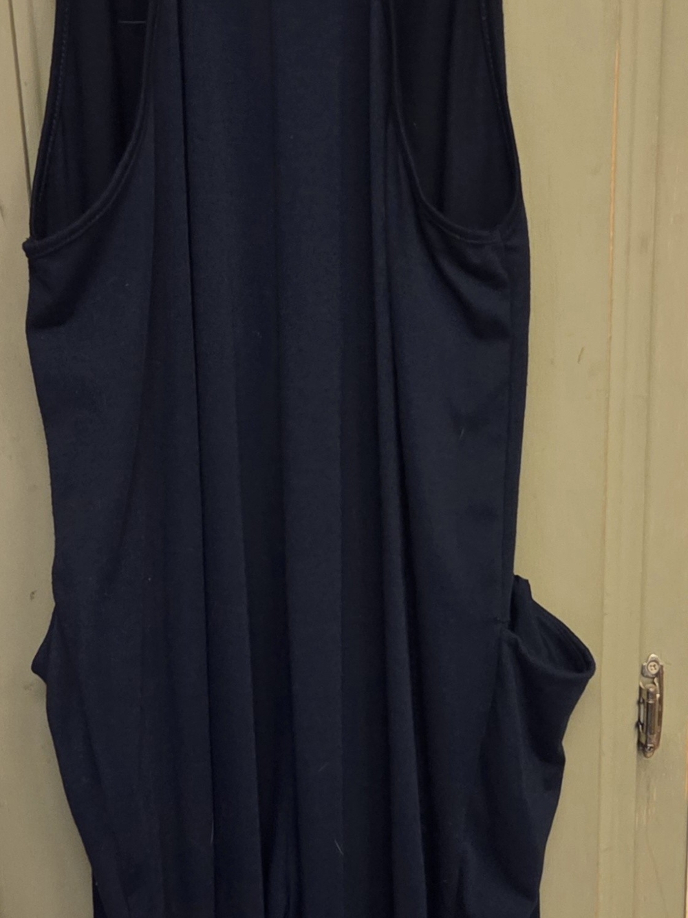 Sleeveless Navy Pocket Midi Dress